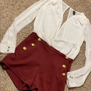 windsor romper white burgundy small women’s